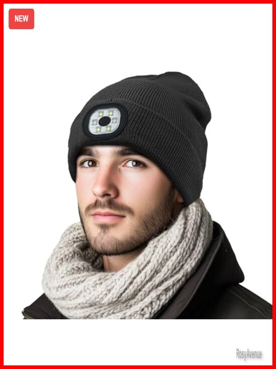 LED Beanie with Light Rechargeable Winter Hat Acrylic